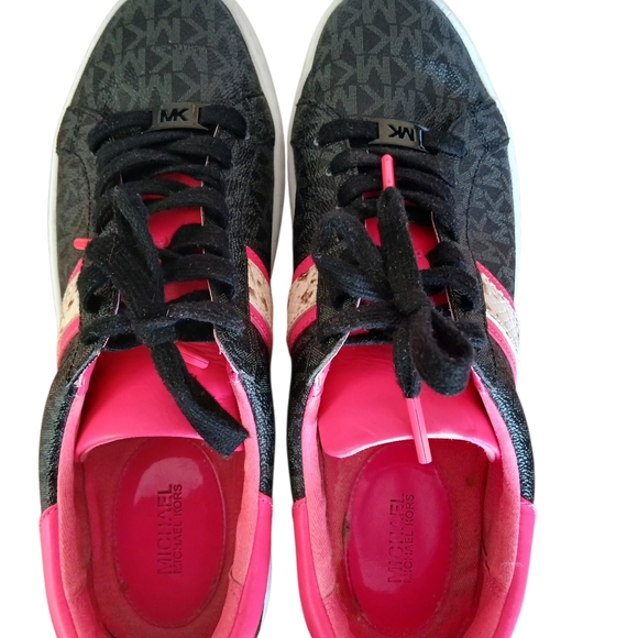 Michael Kors Black and Pink Lace-Up Sneakers